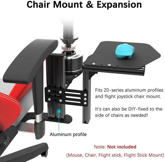 Alt view image 5 of 5 - EG STARTS 1x Metal Extend Mouse Pad Holder Platform, Adjustable Horizontally & Height for Desk & Chair Extend Metal Computer Mouse Desk Mount Pads, Flight Joystick Mount Extension Attachment