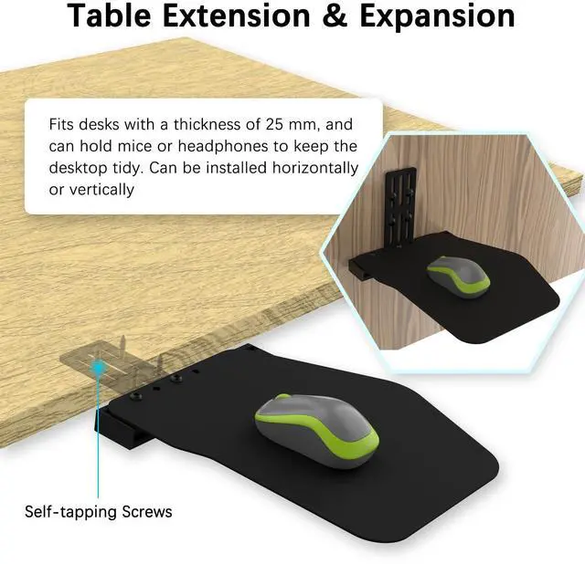 Alt view image 3 of 5 - EG STARTS 1x Metal Extend Mouse Pad Holder Platform, Adjustable Horizontally & Height for Desk & Chair Extend Metal Computer Mouse Desk Mount Pads, Flight Joystick Mount Extension Attachment