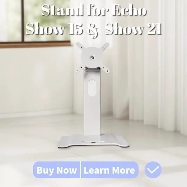 Alt view image 2 of 5 - Bonscalate Swivel and Tilt Metal Stand for Echo Show 15 (Gen 1, Gen 2) and Show 21 Adjustable(-58°/+58°) with 360° Rotatable Wall Mounting Holder for Monitor Full Motion 13-29 inch White