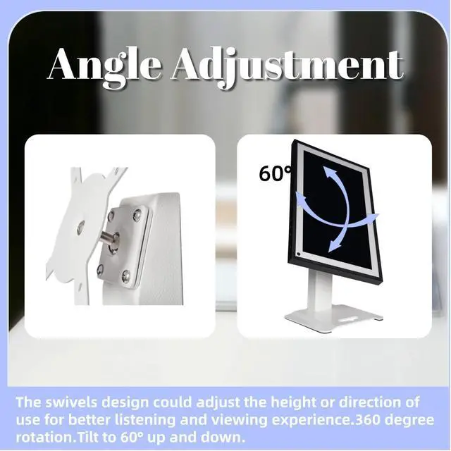 Alt view image 5 of 5 - Bonscalate Swivel and Tilt Metal Stand for Echo Show 15 (Gen 1, Gen 2) and Show 21 Adjustable(-58°/+58°) with 360° Rotatable Wall Mounting Holder for Monitor Full Motion 13-29 inch White