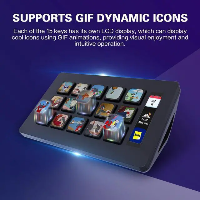 Alt view image 2 of 4 - Basicolor Macro Pad,Stream Controller Deck with 15 Customizable Macro Keys Compatible with OBS/PowerPoint/Excel/Youtube/Word/Photoshop/Adobe Premiere Pro Windows 10/Mac14.0 (293SV3) Black