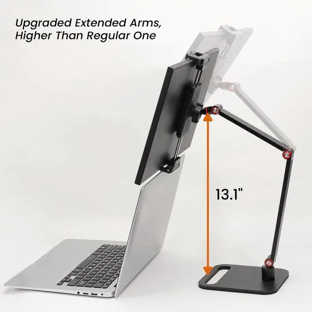 Alt view image 2 of 4 - Tablet Stand Holder for ipad 4.7-12.9 Inch,Portable Monitor Stand Holder for 6-17.3,18.5 Inch,Desk Mount Arm for Kindle,Portable Screen with Heavier Base and Higher Arms