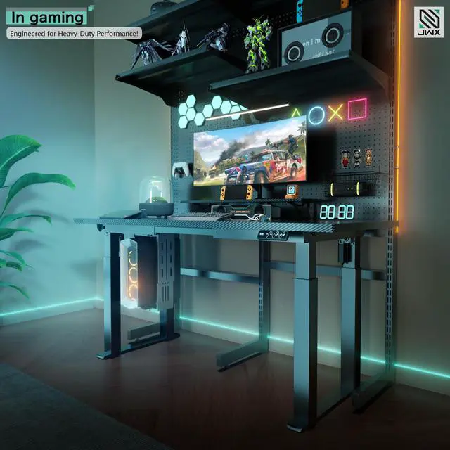 Alt view image 2 of 5 - JWX 4-Leg Standing Desk Frame with Dual Motors, Electric Height Adjustable Desk Base, Heavy Duty 330 lbs Load, Fits Desktop 3979, Anti-Collision, Memory Presets, Black Frame Only