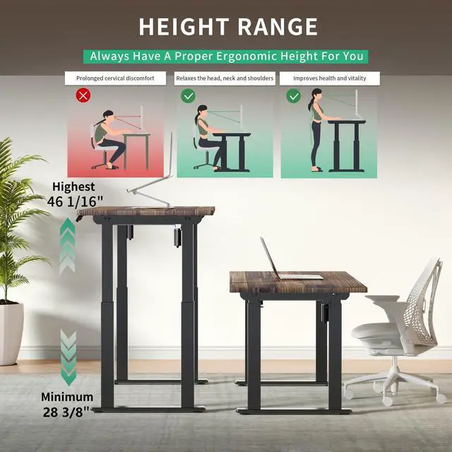 Alt view image 5 of 5 - JWX 4-Leg Standing Desk Frame with Dual Motors, Electric Height Adjustable Desk Base, Heavy Duty 330 lbs Load, Fits Desktop 3979, Anti-Collision, Memory Presets, Black Frame Only