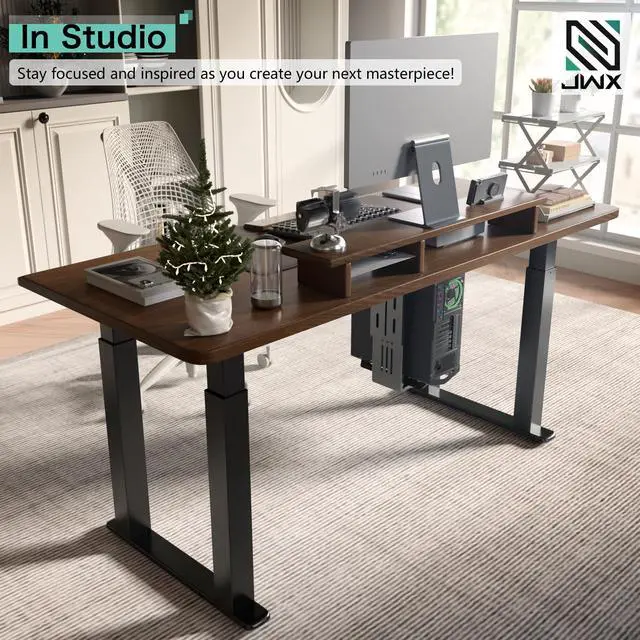 Alt view image 4 of 5 - JWX 4-Leg Standing Desk Frame with Dual Motors, Electric Height Adjustable Desk Base, Heavy Duty 330 lbs Load, Fits Desktop 3979, Anti-Collision, Memory Presets, Black Frame Only