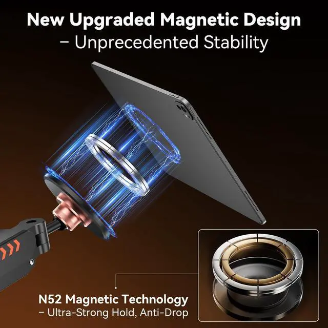 Alt view image 4 of 5 - JINRAIKO Magnetic Tablet Stand, Adjustable Desk Mount for iPad & All Tablets, 360° Rotating Foldable Arm with Gas Spring, Heavy Duty Aluminum, for Home Office, Kitchen, Bedside, Studio, White