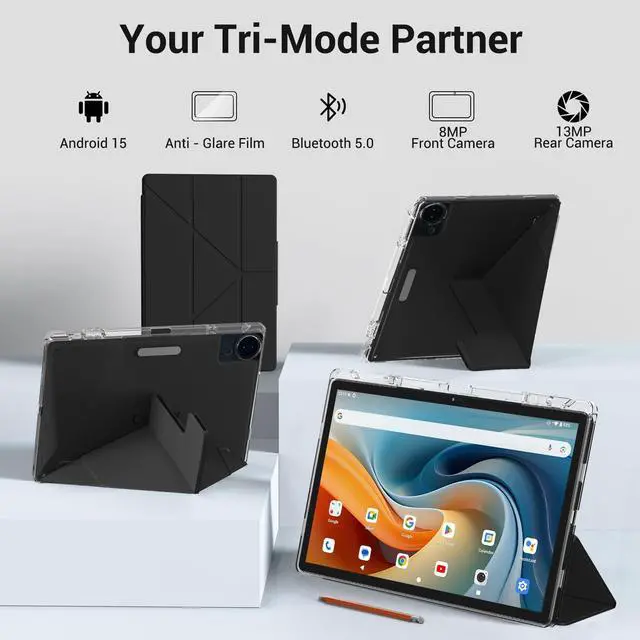 Alt view image 5 of 5 - Android 15 Tablet, 14 Inch Tablet, 16GB RAM+256GB ROM, 1920x1200 FHD IPS Display Anti-Glare, T616 Octa-Core Processor, 10000mAh Battery, with Stylus, Stand Case & 6ft USB Cable (Space Gray)