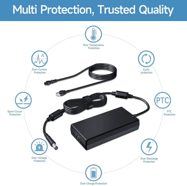 Alt view image 3 of 5 - ROLADA 180W Dell Laptop Charger 19.5V 9.23A 7.4mm, G5 G7 Alienware M15 M17