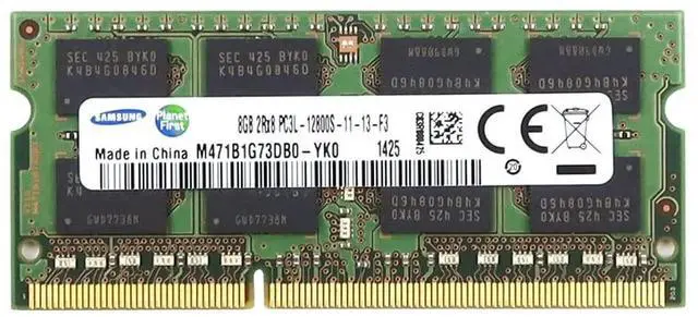 Main image of Samsung 8GB PC3L-12800S DDR3-1600 2RX8 Non-ECC SODIMM Memory M471B1G73DB0-YK0