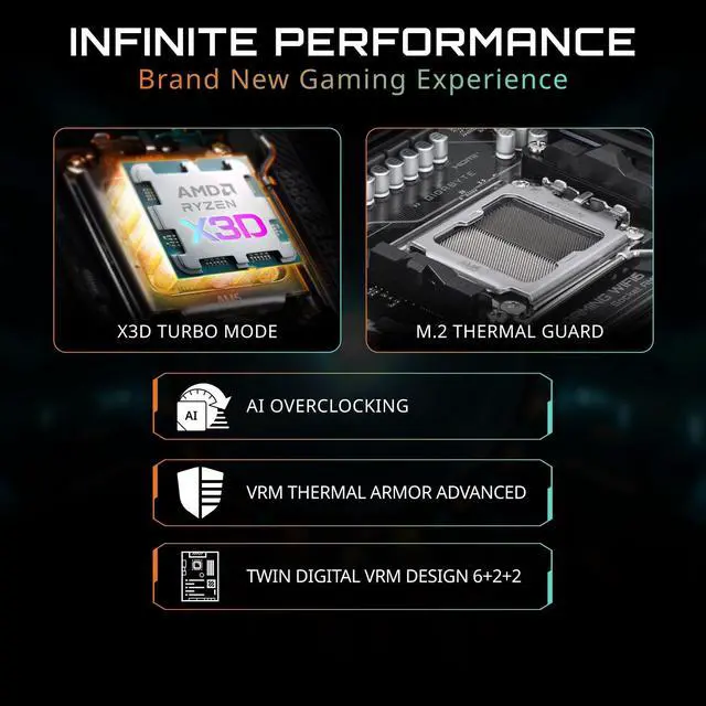 Alt view image 4 of 5 - Micro Center AMD Ryzen 7 7700X CPU Processor with GIGABYTE B850 Gaming WIFI6 Motherboard (ATX, DDR5, 3X M.2, PCIe 5.0, USB-C, WIFI6)