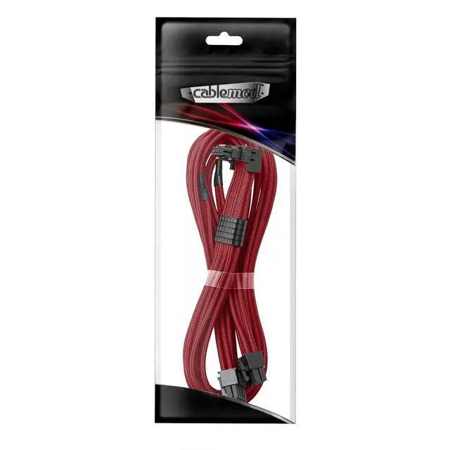 Alt view image 3 of 3 - CableMod C-Series Pro ModMesh Sleeved 12VHPWR 90 StealthSense PCI-e Cable for Corsair - Variant B (Blood Red, 16-pin to Dual 8-pin, 60cm)