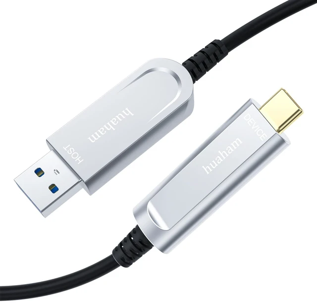 Main image of huaham USB A to C Fiber Optic Cable 66FT, 10Gbps Active USB 3.2 Gen2 Cable with German SiliconLine Chip, Long Distance USB C Cable for Logitech 4K Camera,VR,Video Conference,Industrial System
