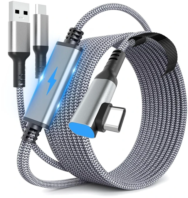 Main image of YRVXW Link Cable 16FT for Meta Quest 3S, Quest 3, Oculus Quest 2/Pro Accessories/PC and Steam VR, Charging Cable While Playing All Day, with USB C Sufficient Power Charger (16FT-Charging While Play)