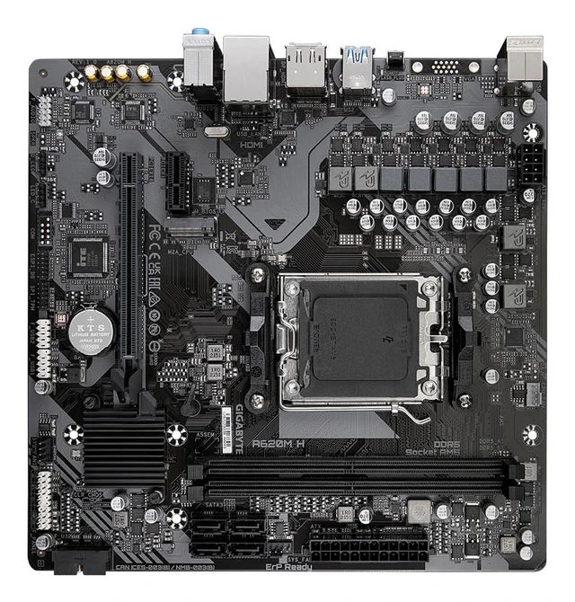 Alt view image 4 of 5 - Gigabyte A620M H Motherboard - Supports AMD Ryzen 8000 CPUs, 5+2+2 Phases Digital VRM, up to 7200MHz DDR5 (OC), 1xPCIe 4.0 M.2, GbE LAN, USB 3.2 Gen 1