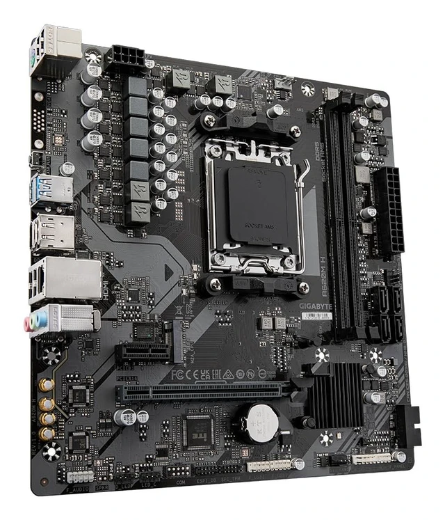 Alt view image 3 of 5 - Gigabyte A620M H Motherboard - Supports AMD Ryzen 8000 CPUs, 5+2+2 Phases Digital VRM, up to 7200MHz DDR5 (OC), 1xPCIe 4.0 M.2, GbE LAN, USB 3.2 Gen 1