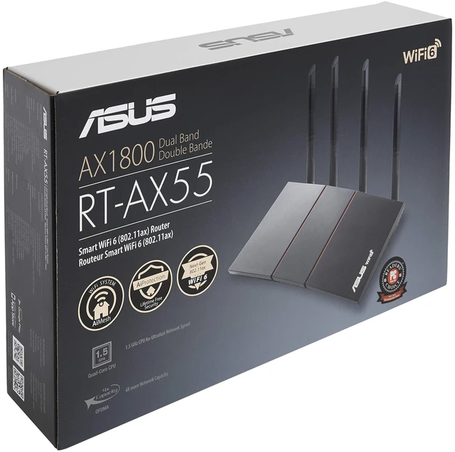 Alt view image 5 of 5 - ASUS RT-AX55 (AX1800) Dual Band WiFi 6 Extendable Router, Subscription-Free Network Security, Instant Guard, Parental Controls, Built-in VPN, AiMesh Compatible, Gaming & Streaming, Smart Home