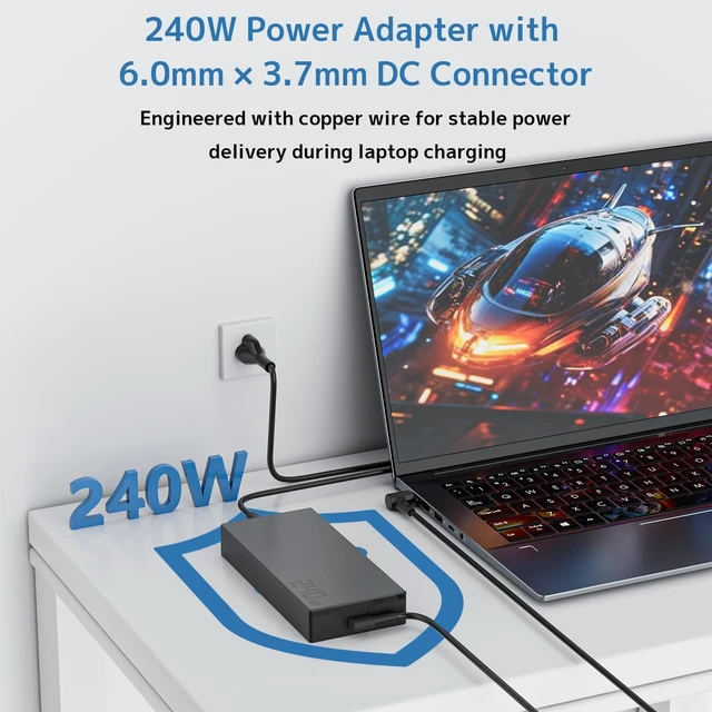 Alt view image 4 of 5 - 240W ADP-240EB B Adapter Compatible with ASUS Gaming Laptop 20V 12A Charger