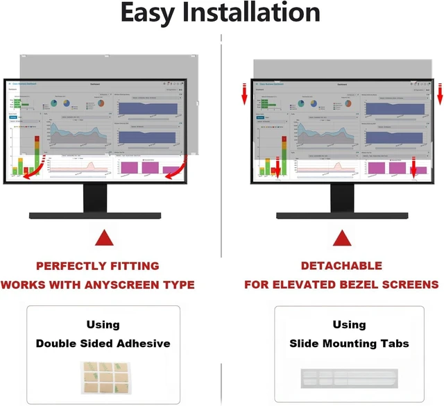 Alt view image 4 of 5 - 24 Inch Computer Privacy Screen Shield 2 Pack for 16:9 Widescreen Desktop