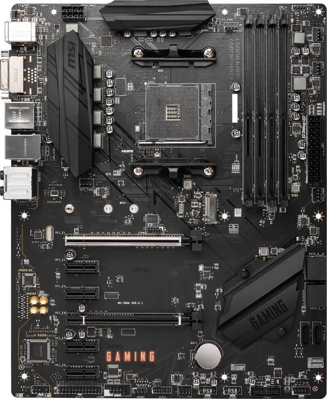 Alt view image 2 of 5 - MSI B550 Gaming GEN3 Gaming Motherboard (AMD Ryzen 5000 Series, AM4, DDR4, PCIe 3.0, SATA 6Gb/s, M.2, USB 3.2 Gen 1, HDMI/DVI-Port, ATX)
