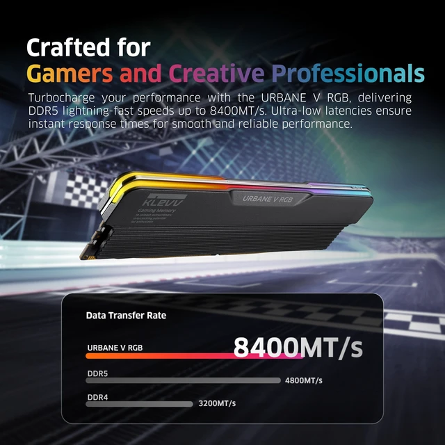 Alt view image 2 of 5 - KLEVV Urbane V RGB DDR5 32GB (2x16GB) 6000MHz CL28 SK Hynix A-Die 1.35V Gaming Desktop Ram Memory XMP 3.0 / AMD Expo Ready - Jet Black (KD5AGUA80-60B280V)