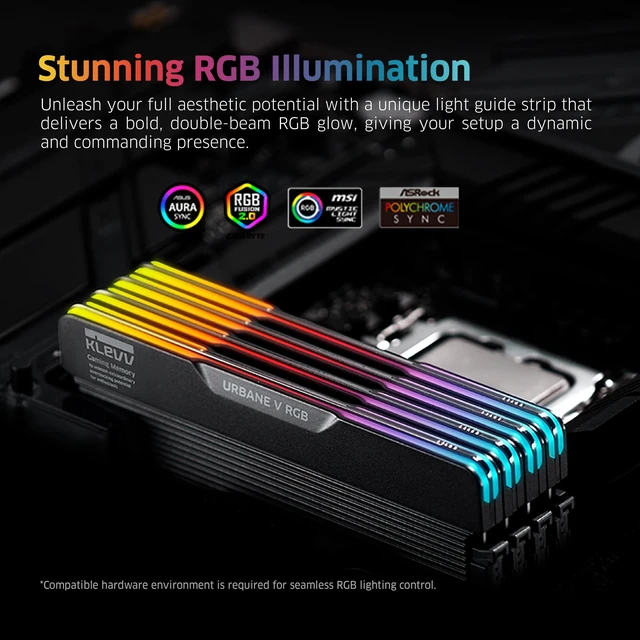 Alt view image 4 of 5 - KLEVV Urbane V RGB DDR5 32GB (2x16GB) 6000MHz CL28 SK Hynix A-Die 1.35V Gaming Desktop Ram Memory XMP 3.0 / AMD Expo Ready - Jet Black (KD5AGUA80-60B280V)
