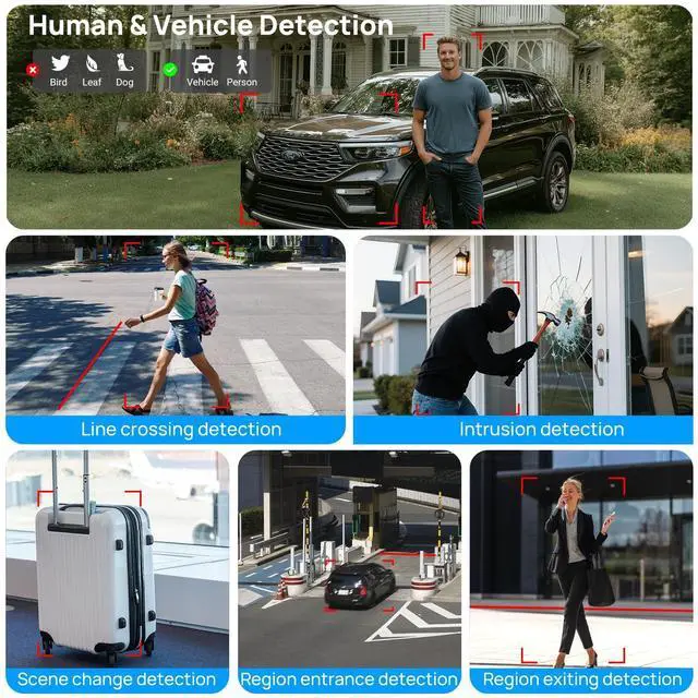 Alt view image 5 of 5 - VIKYLIN 4K 8MP Panoramic Full Color PoE IP Camera,4mm Fixed Lens Turret IP Camera with Human/Vehicle Detection, Active Strobe Light, Audio Alarm, 2-Way Talk,SD Card Slot 512GB,Blue Iris,NDAA Compliant