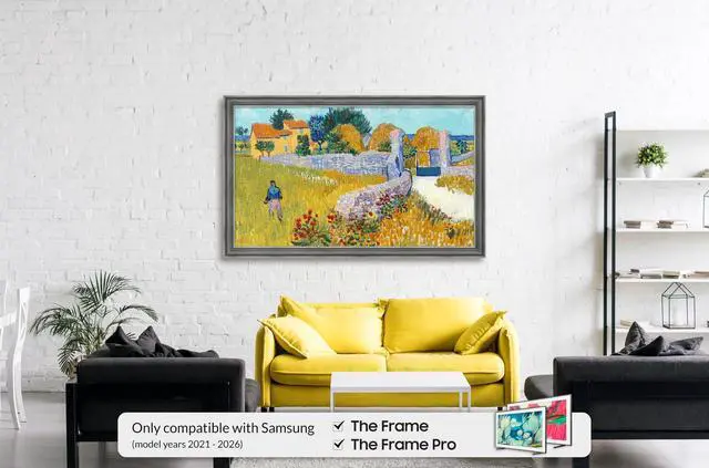 Alt view image 2 of 5 - Industrial Iron 75" Slim Deco TV Frame - Compatible ONLY with Samsung The Frame TV and Pro TVs (Fits 2021-2026, LS03A, LS03B,LS03C,LS03D,LS03FA,LS03FW)