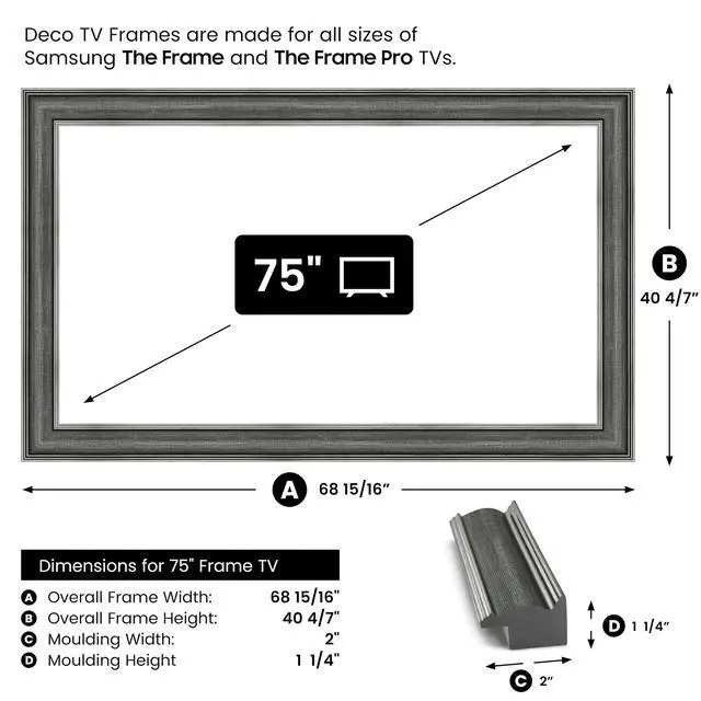 Alt view image 4 of 5 - Industrial Iron 75" Slim Deco TV Frame - Compatible ONLY with Samsung The Frame TV and Pro TVs (Fits 2021-2026, LS03A, LS03B,LS03C,LS03D,LS03FA,LS03FW)