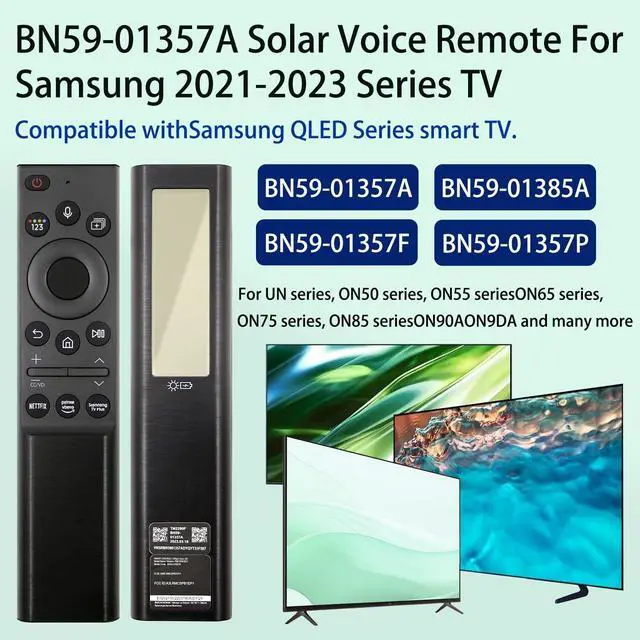 Alt view image 2 of 5 - BN59-01357A TM2280F Solar Voice Remote Compatible with Samsung TVs Rechargeable Bluetooth Remote Control USB-C, Solar Charging Compatible with Frame Neo QLED Smart TV Ultra HD Series Black