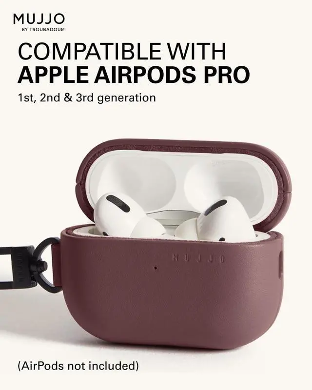 Alt view image 2 of 5 - Mujjo Echelon Leather Case for AirPods Pro (2nd Gen) - Wireless Charging Compatible - Durable & Luxurious Design - Secure Fit - Premium Leather - Bronze Red
