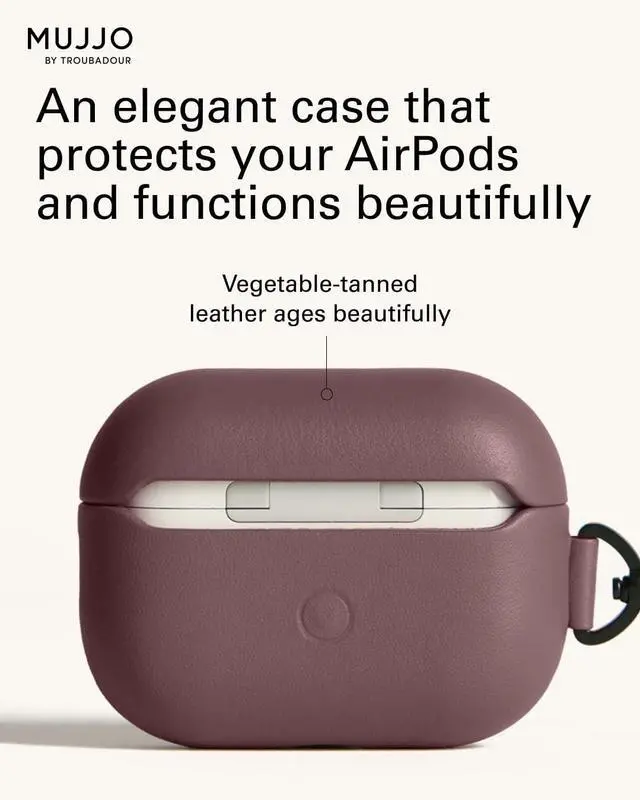 Alt view image 5 of 5 - Mujjo Echelon Leather Case for AirPods Pro (2nd Gen) - Wireless Charging Compatible - Durable & Luxurious Design - Secure Fit - Premium Leather - Bronze Red