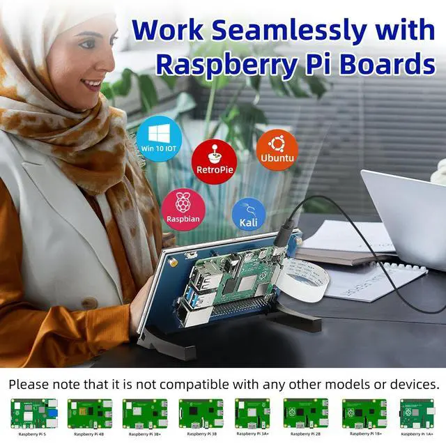 Alt view image 5 of 5 - iPistBit 5 Inch Raspberry Pi Touchscreen, 800x480 DSI IPS LCD Display, 5-Point Touch Capacitive Screen, Monitor for Raspberry Pi 5/4B/3B+/3B/B+/A+, Driver-Free