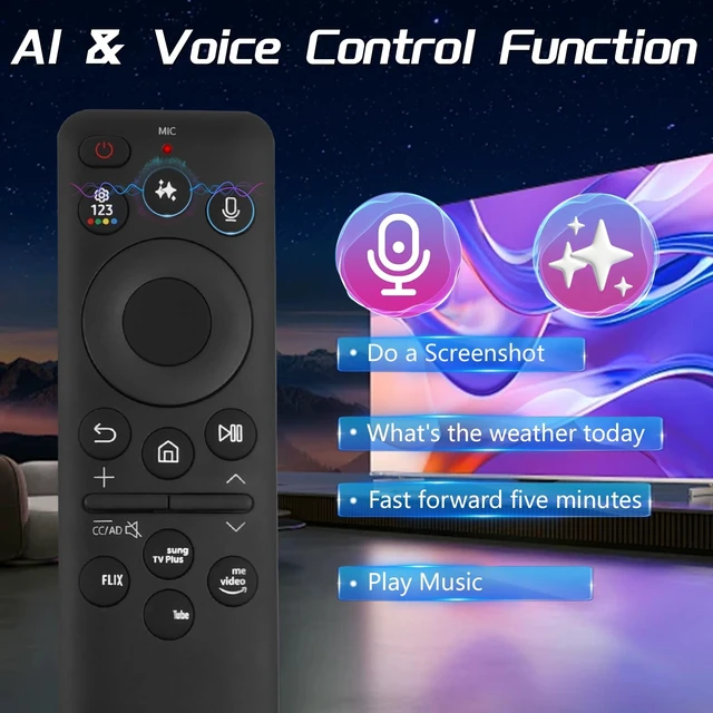 Alt view image 2 of 5 - New BN59-01480A TM2360E Remote Control for Samsung TV, Smart AI Voice Control, Solar-Powered & USB-C Dual Charging, Compatible with Samsung Neo QLED/OLED Smart TVs (2021-2026 Models)