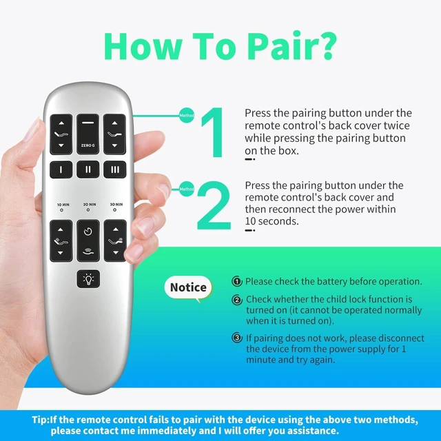Alt view image 2 of 5 - Snrigw Remote for Zoma Sleep/Amerisleep/Denver Mattress Bed JLDK 28.09.07