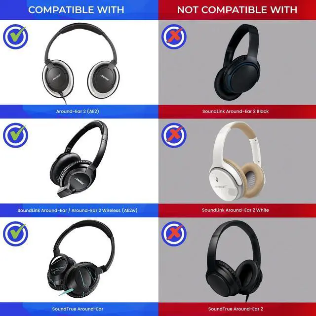 Alt view image 2 of 5 - AHG Accessory House Global Replacement AE2 / Soundtrue Ear Pads and Headband pad Cushion kit. Compatible with Bose SoundLink AE/SoundTrue AE/Around-Ear 2 and Around-Ear 2 Wireless Headphones