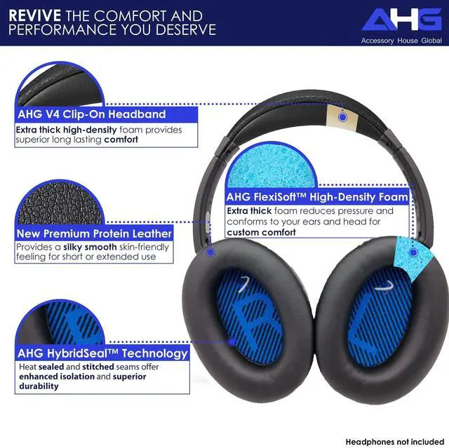 Alt view image 3 of 5 - AHG Accessory House Global Replacement AE2 / Soundtrue Ear Pads and Headband pad Cushion kit. Compatible with Bose SoundLink AE/SoundTrue AE/Around-Ear 2 and Around-Ear 2 Wireless Headphones