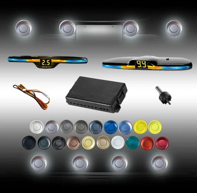 Main image of SANDETOUN Parking Sensor Kit Backup Kit Reverse Sensor for Car 20 Color Options for Probes Adjustable Alarm Volume Professional Sensore de Reversa para Carro Safe Driving AssistantGold