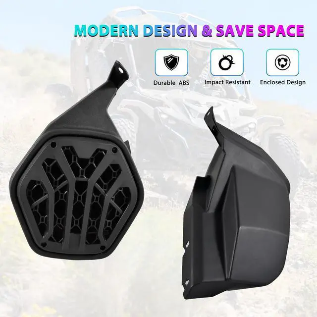 Alt view image 4 of 5 - POKIAUTO 6.5 Inches Rear Seat Speaker Enclosures Pods for Can-Am Maverick R R MAX X RS 2024 2025, UTV Speakers Mount Brackets Holders Can Am Accessories(2PCS, Support 6.5" Speakers)