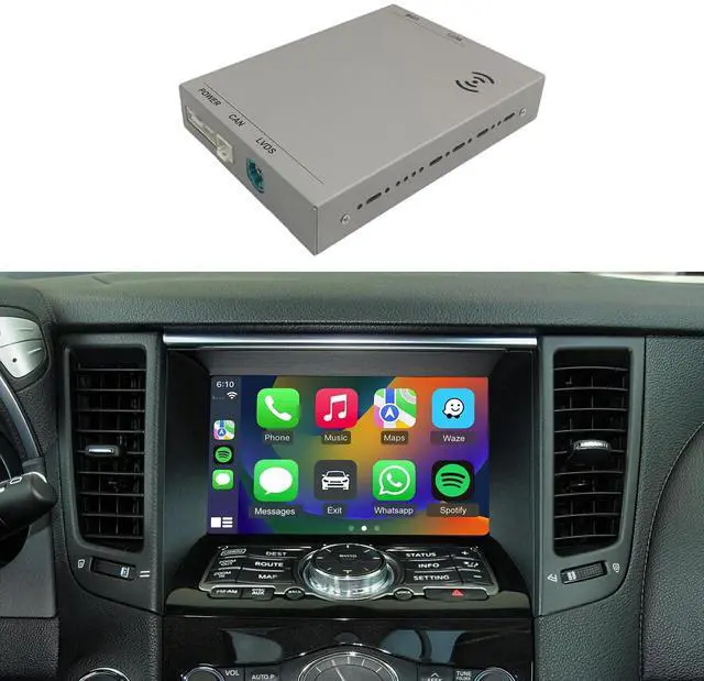 Wireless CarPlay & Android Auto Retrofit Kit for Infiniti G35 G37 FX35 FX37 FX50 EX35 EX37 QX70 Q40, Check Car Setting Menu Icon Before Buying (See 2 Steps Guide)