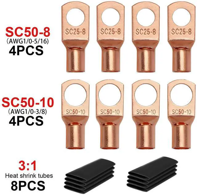 Alt view image 3 of 5 - DLronwey 0 Gauge Wire 20FT,1/0 AWG Battery Cable,Copper Clad Aluminum Amp Wiring Kit with 8pcs Pure Copper Lugs & Heat Shrink Tube for Car Audio Amplifier, Inverter, RV, Marine, Solar, Winch