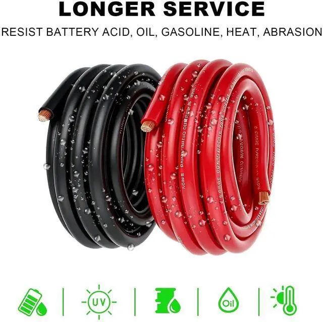Alt view image 5 of 5 - DLronwey 0 Gauge Wire 20FT,1/0 AWG Battery Cable,Copper Clad Aluminum Amp Wiring Kit with 8pcs Pure Copper Lugs & Heat Shrink Tube for Car Audio Amplifier, Inverter, RV, Marine, Solar, Winch