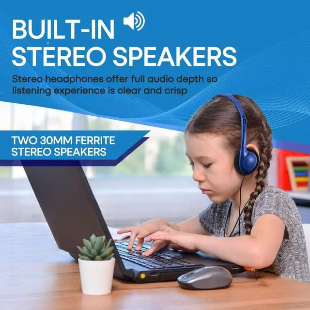 Alt view image 5 of 5 - Yoley Classroom Headphones Bulk 100 Pack Class Set for School Students Kids and Adult -Sturdy Wired 3.5mm Plug (Blue, 100 Pack)