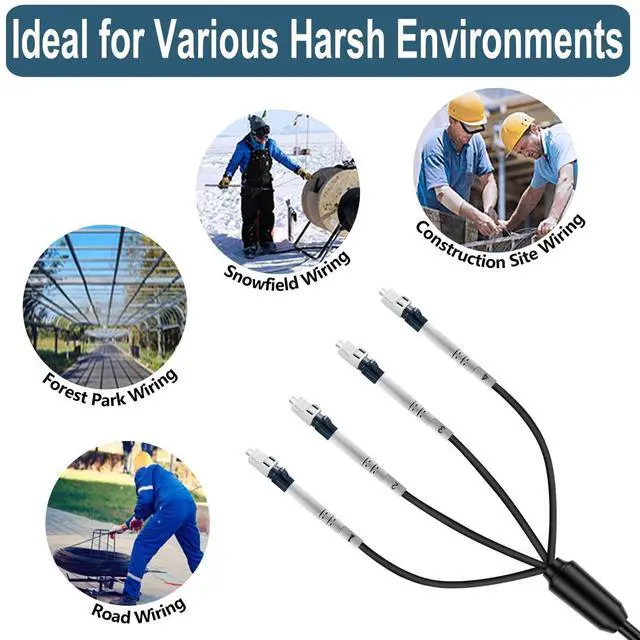 Alt view image 4 of 5 - FLYPROFiber- 4 Core Industrial TPU OS2 LC to LC Outdoor Armored Fiber Optic Cable, OS2 4 Strands Single Mode Fiber Patch Cable, Direct Burial 9/125um, OD-5mm,100m/328ft