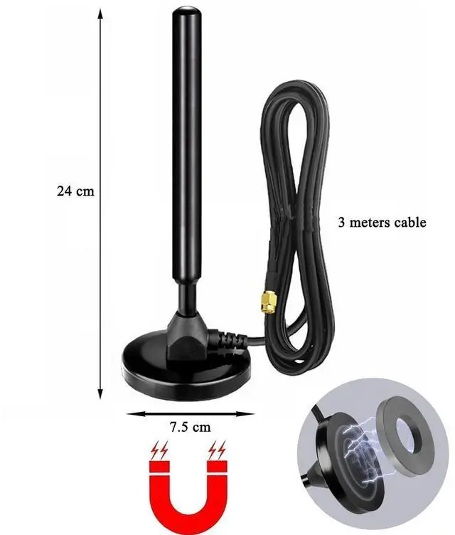 Alt view image 2 of 5 - Magnetic Meshtastic 915MHz LoRa Antenna for LoRa IoT Meshtastic Devices, 4dbi, 10ft Cable with SMA Male Connector, IPEX Adapter