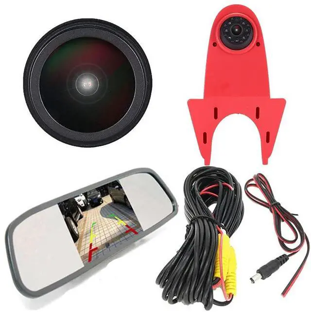 Alt view image 2 of 5 - Caros HD 1280x720 Pixels 1000 TV Line 3rd Brake Light Reversing Camera Brake lamp Parking Camera Replacement for Ford Transit Connect 2014-2017 Transporter Business MPV SUV Bus +4.3'' Reverse Monitor