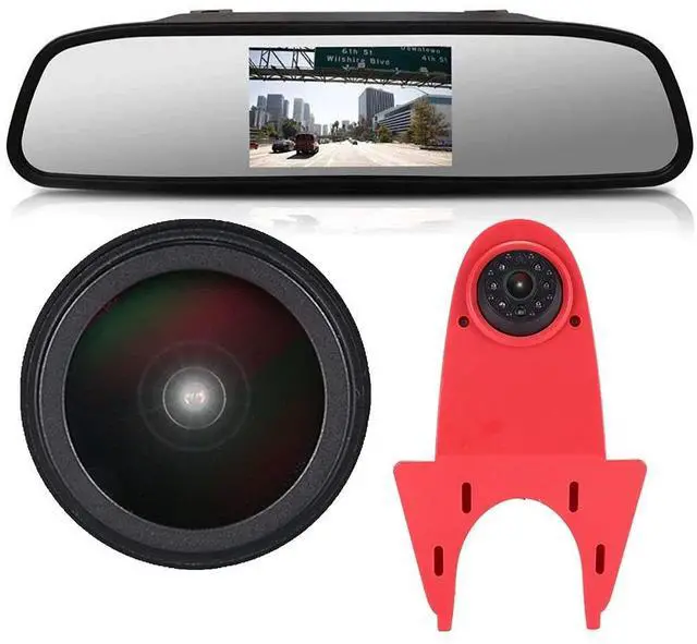 Main image of Caros HD 1280x720 Pixels 1000 TV Line 3rd Brake Light Reversing Camera Brake lamp Parking Camera Replacement for Ford Transit Connect 2014-2017 Transporter Business MPV SUV Bus +4.3'' Reverse Monitor