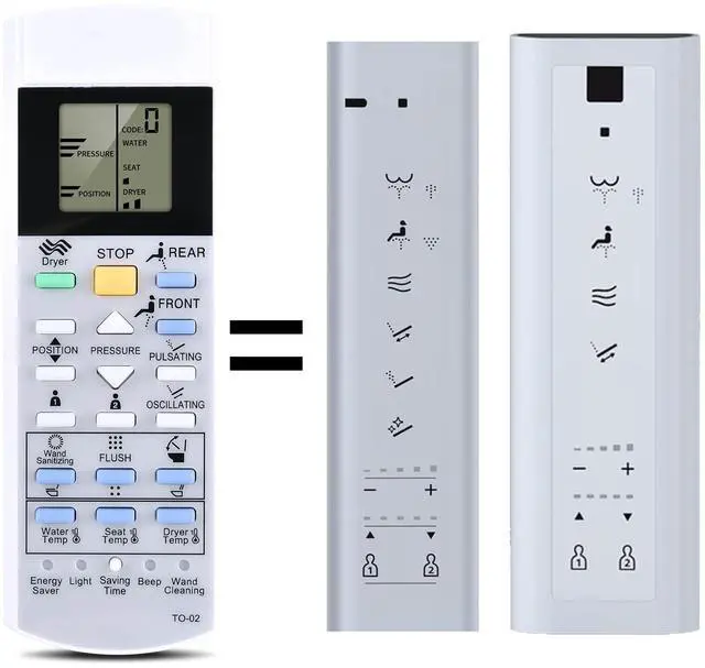 Main image of RYQIF Replacement Remote Control fits TOTO Washlet Bidet Toilet Seat SW3054AT40SW3054 TCF4911E C200 SW2044 TCF6531U SW2043 TCF6530U MS920CEMFG THU9958 G500 A200 SW2024 TCF6501U MS970CEMFG SN970M V1