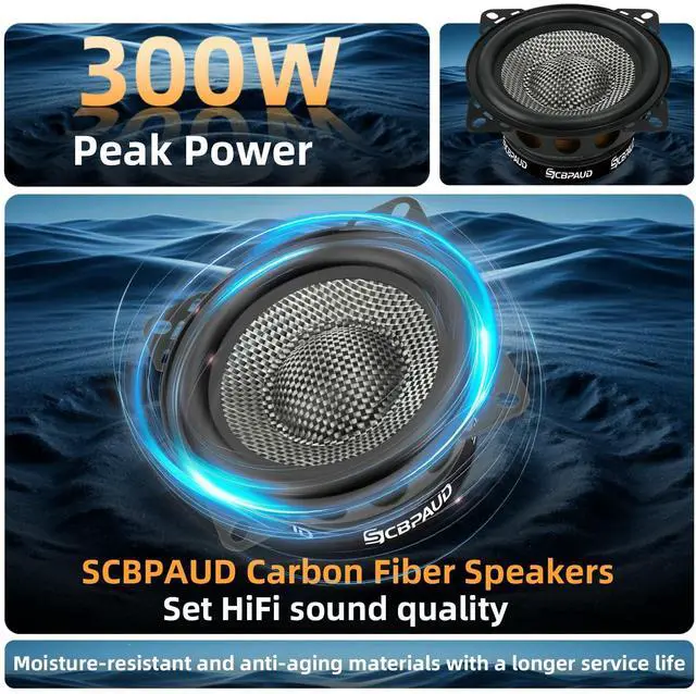 Alt view image 3 of 5 - SCBPAUD (1 Pack 4 Inch Car Speakers 300W, 4 Ohm Mid-Bass Audio Speaker with Carbon Fiber Cone, High Sensitivity, Easy Installation High-End Auto Audio System