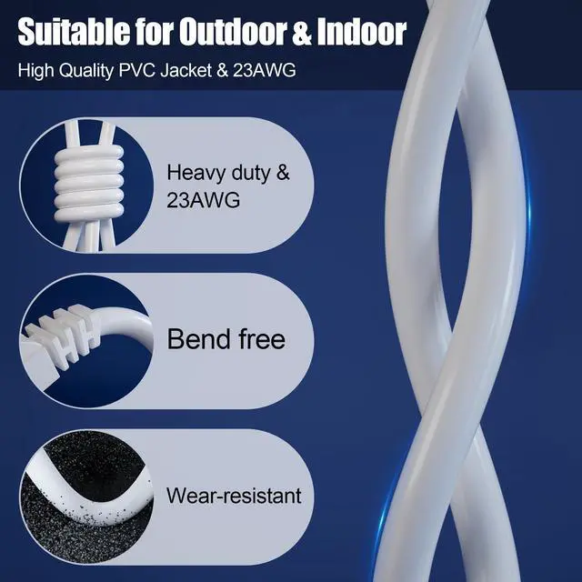 Alt view image 5 of 5 - Cat 6 Ethernet Cable 328ft/100M (20 RJ45), Outdoor&Indoor, Cat 6 Shielded Ethernet Cable Direct Burial, Heavy Duty 23AWG, Waterproof, UV Resistant, Internet Cables, Cat6 300+ft for Router Gaming, CCA