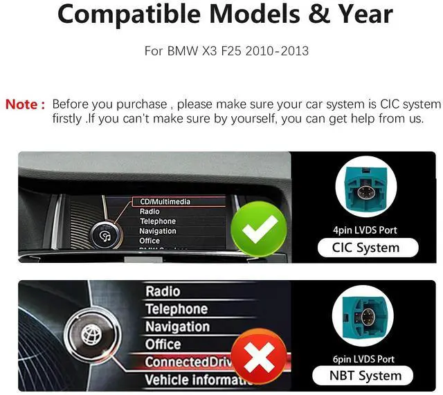 Alt view image 2 of 5 - 8.9inch 1920 * 720 Car Stereo for BMW X3 F25 CIC Carplay Android Auto Radio Touch Screen DSP Linux System 2011-2013 Bluetooth Linux System